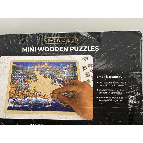 Dowdle Set 4-Pack Beaches of Mini Wooden Puzzles & Tray New And Sealed - Picture 9 of 13
